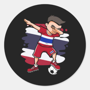Sticker Rond Garçon de football qui Dabbing - Maillot de Thaïla