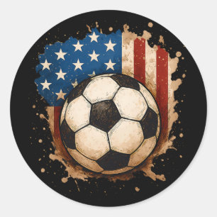 Sticker Rond Garçon de footballeur patriotique du 4 juillet Usa