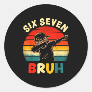Sticker Rond Garçon drôle Dabbing Six Sept Bruh 67 Mème 6 7 Arg