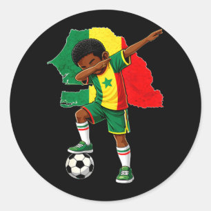 Sticker Rond Garçon du Sénégal avec un maillot de football séné