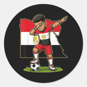 Sticker Rond Garçon Égyptien Maillot de Foot Égypte Dabbing