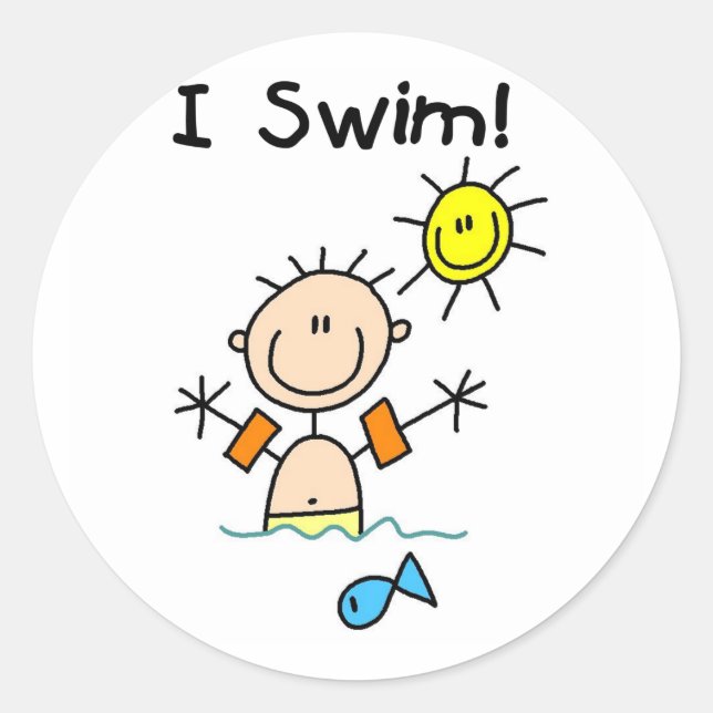 Sticker Rond Garçon I Swim T-shirts et cadeaux (Devant)