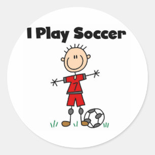 Sticker Rond Garçon Je Joue Au Football