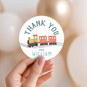 Sticker Rond Garçon Mignon Train Enfants Anniversaire Merci Fav