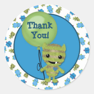 Sticker Rond GARÇON MONSTER Jeter un oeil à un Baby shower de l