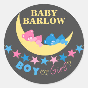 Sticker Rond Garçon Ou Fille Nounours Sur La Lune Révélation De