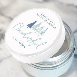 Sticker Rond Garçon sapin de Noël Onederday Merci d'anniversair