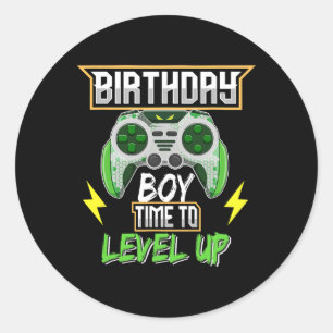 Sticker Rond Garçon Temps De Monter Le Jeu Vidéo Anniversaire G