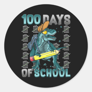 Sticker Rond Garçons 100 Jours De Dinosaure Scolaire 100 Jours 
