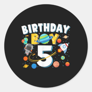 Sticker Rond Garçons 5e anniversaire Astronaut planètes spatial