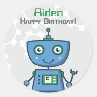 Garçons au robot bleu Joyeux Anniversaire