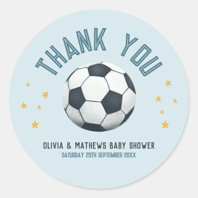 Sticker Rond Garçons Bleu Cute Merci Baby shower (Devant)
