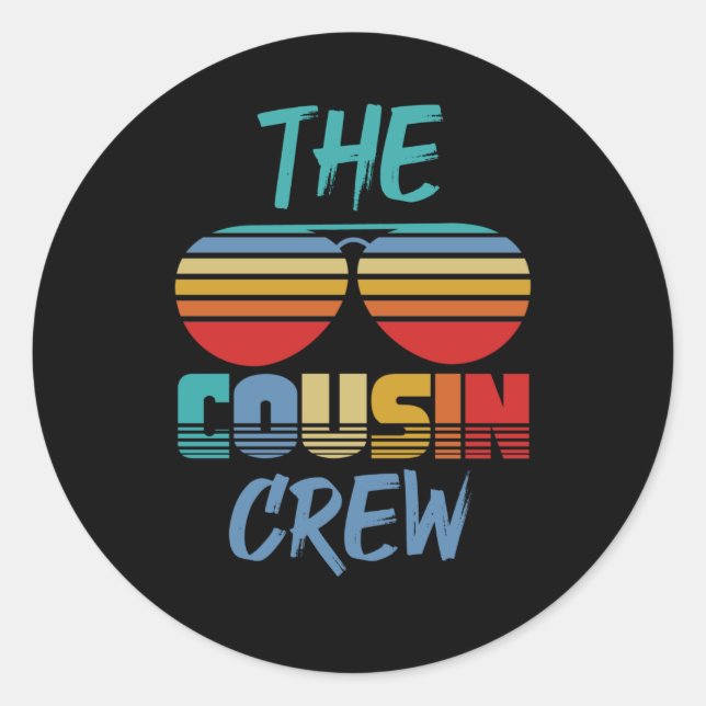 Sticker Rond Garçons Cousin Crew Papa Maman Enfants Fête Cousin (Devant)