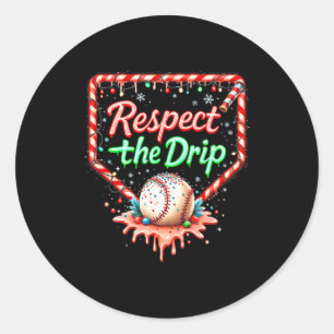 Sticker Rond Garçons de dégoulinade de baseball Crème glacée No