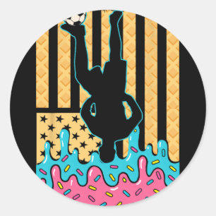 Sticker Rond Garçons de glace de football Drip Joueurs de jeune