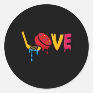 Sticker Rond Garçons de hockey sur glace Dégoulinant de glace H