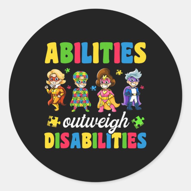 Sticker Rond Garçons Enfants Autisme Handicap Sensibilisation (Devant)