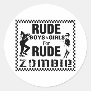 Sticker Rond Garçons et filles grossiers pour le zombi grossier