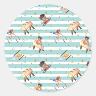 Sticker Rond Garçons Gymnastique Anneaux Parallel Bars Pommel H