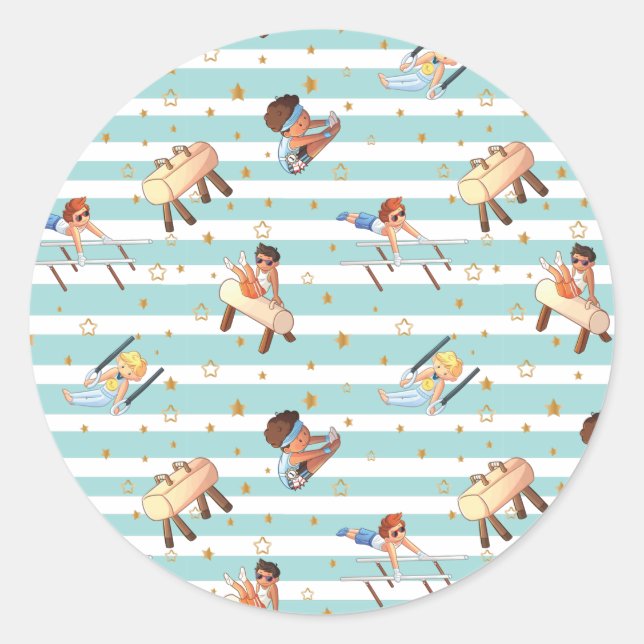 Sticker Rond Garçons Gymnastique Anneaux Parallel Bars Pommel H (Devant)