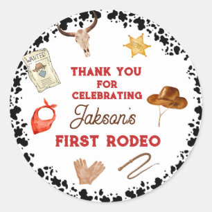 Sticker Rond Garçons Mon premier rodéo Cowboy 1er anniversaire