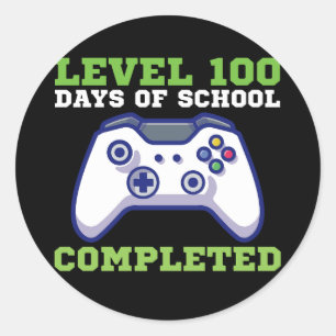 Sticker Rond Garçons Niveau 100 Jours d'école terminés