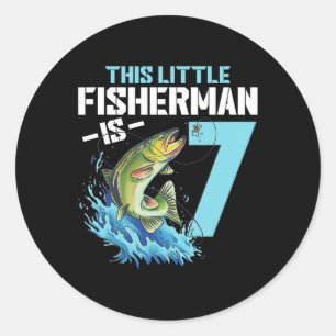 Sticker Rond Garçons Pêche Anniversaire Chemise 7 Ans Poisson G