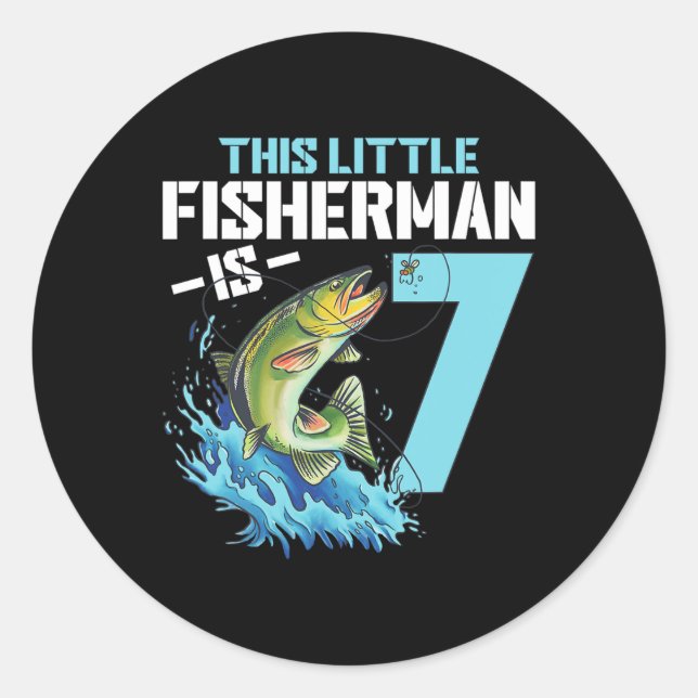 Sticker Rond Garçons Pêche Anniversaire Chemise 7 Ans Poisson G (Devant)
