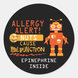 Sticker Rond Garçons Robot Tree Nut Peanut Alerte d'allergie