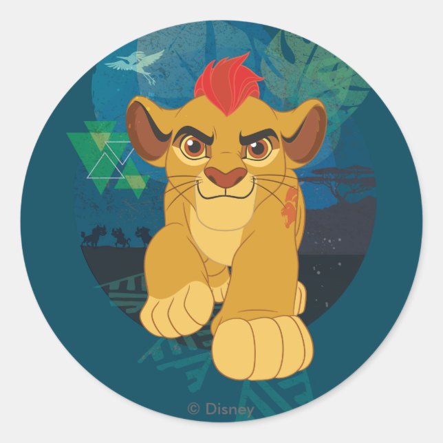 Sticker Rond Garde-lions | Kion Safari graphique (Devant)