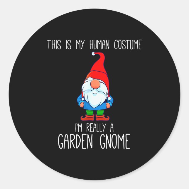 Sticker Rond Garden Gnome Costume, Halloween, This Is My Human  (Devant)