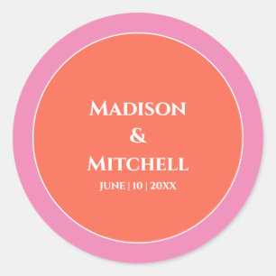 Sticker Rond Garden Sunrise Pink Orange Aquarelle Mariage
