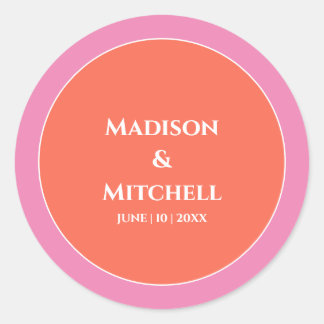 Sticker Rond Garden Sunrise Pink Orange Aquarelle Mariage