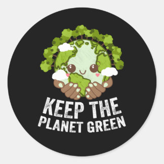 Sticker Rond Garder La Planète écologie verte Arbres Écosystème