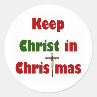 Sticker Rond Garder le Christ à Noël