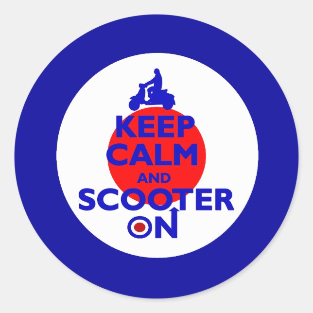 Sticker Rond Garder le Scooter Calme sur la cible Mod (Devant)
