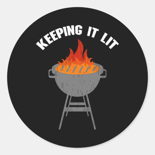 Sticker Rond Garder Lit Funny Grilling Barbecue (Devant)