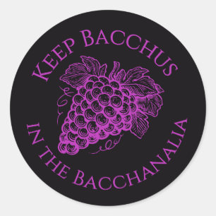 Sticker Rond Gardez Bacchus dans l'autocollant de raisins de Ba