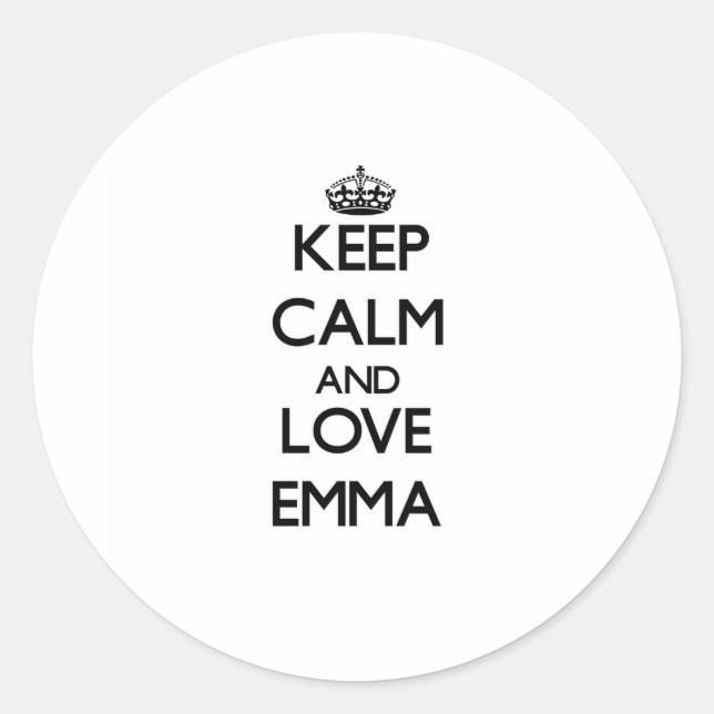 Sticker Rond Gardez le calme et aimez Emma (Devant)
