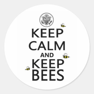 Sticker Rond Gardez le calme et garder les abeilles