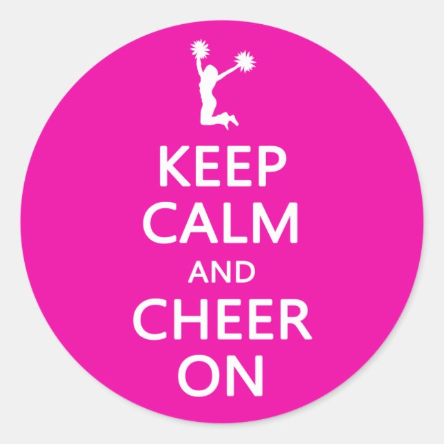 Sticker Rond Gardez le calme et la joie, rose Pom-pom girl (Devant)