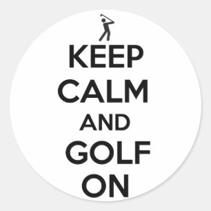 Sticker Rond Gardez le calme et le golf sur