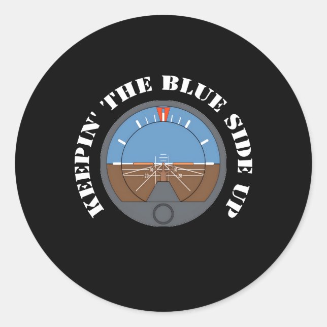 Sticker Rond Gardez Le Côté Bleu Pilote Et Aviation (Devant)