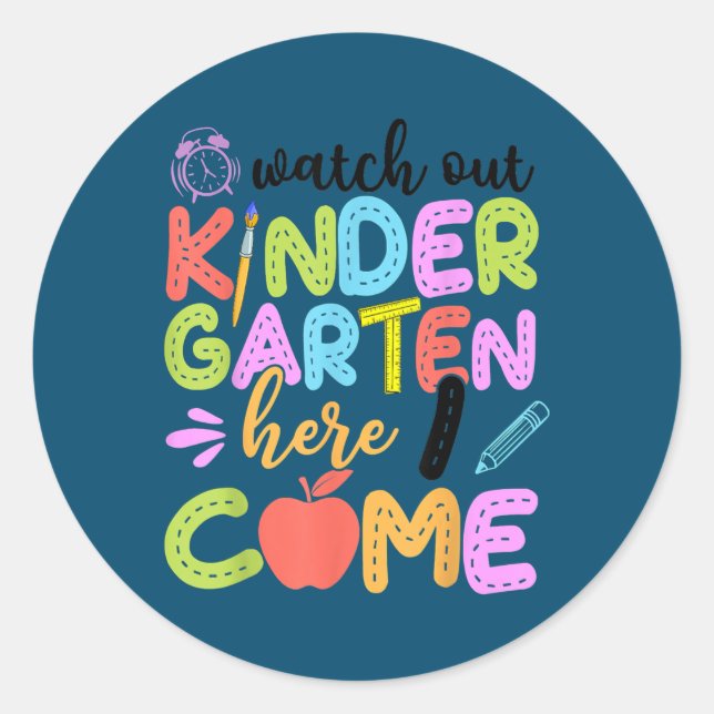 Sticker Rond Gardez Le Jardin D'Enfants Ici Je Viens Enseignant (Devant)