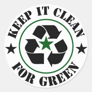 Sticker Rond Gardez-Le Propre Pour Le Logo Vert