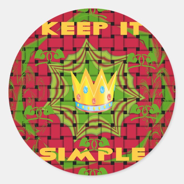 Sticker Rond Gardez-le simple : Gratuit Rouge Tissé imprimé Flo (Devant)