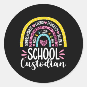 Sticker Rond Gardien Battery Life School Janitor Rainbow