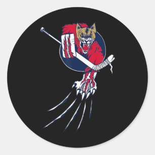 Sticker Rond Gardien de but de hockey sur glace bête lion puma