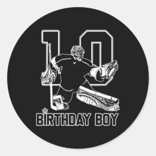 Sticker Rond Gardien de but de hockey sur glace n° 10 Joyeux 10