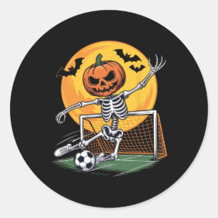 Sticker Rond Gardien de but squelette citrouille Football Hallo